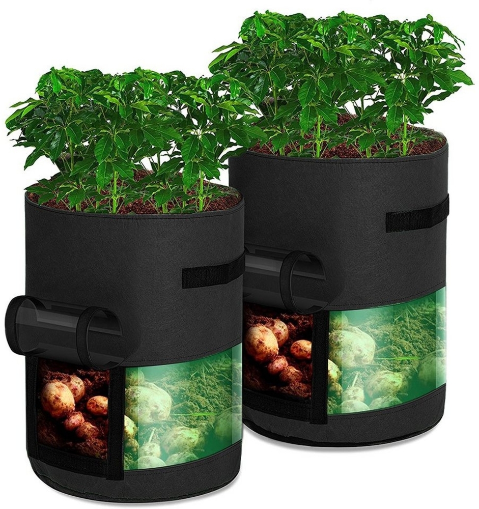 Rosnek Pflanzkübel 26/43L, Transparent, Sichtbar, für Gewächshaus DIY Pflanzung (2 St), Kartoffel Gemüse Pflanze, D×H:30×35,35×45 Bild 1