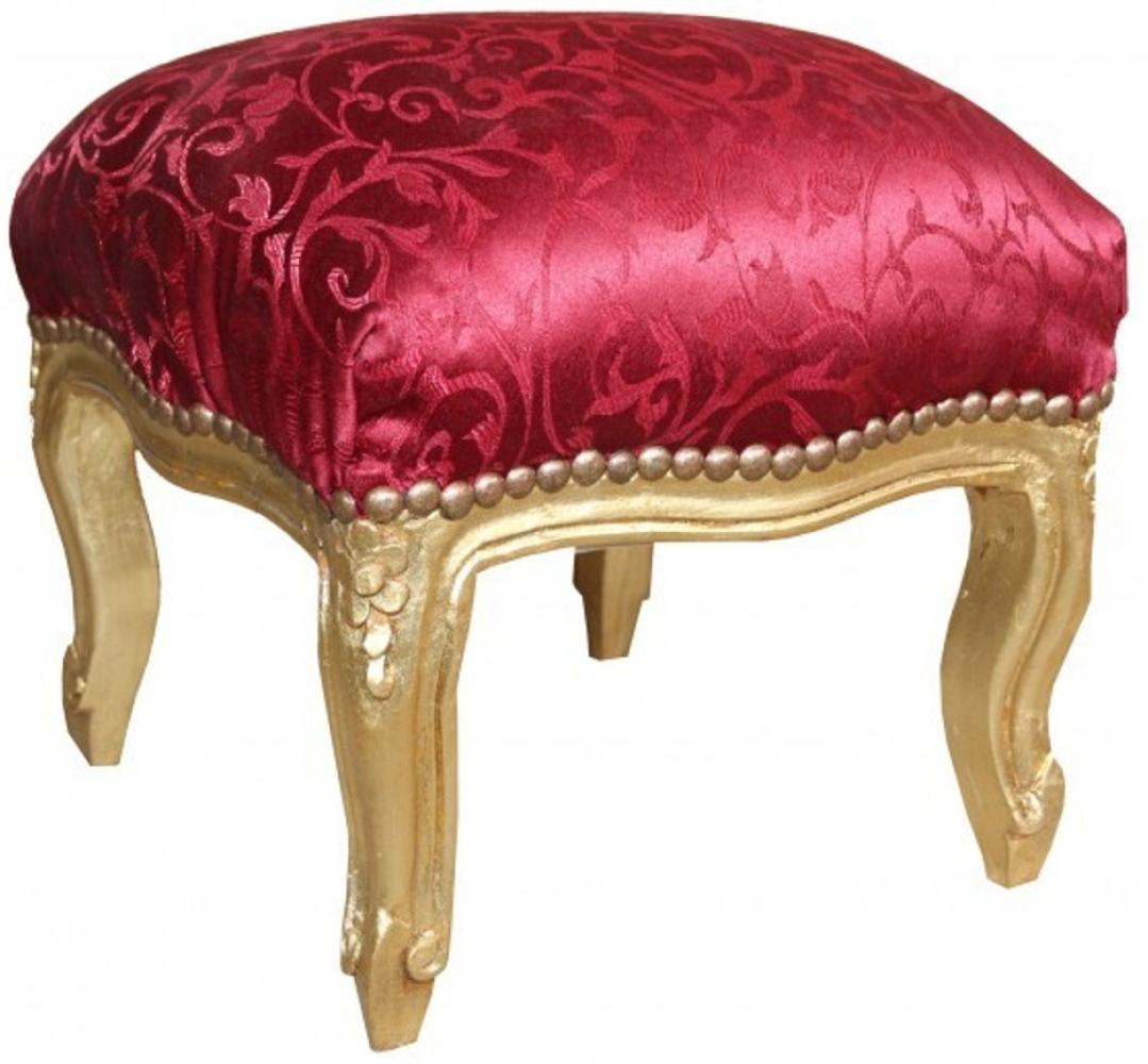 Casa Padrino Barock Fußhocker Bordeauxrot Muster / Gold - Antik Stil Möbel - Hocker Bild 1