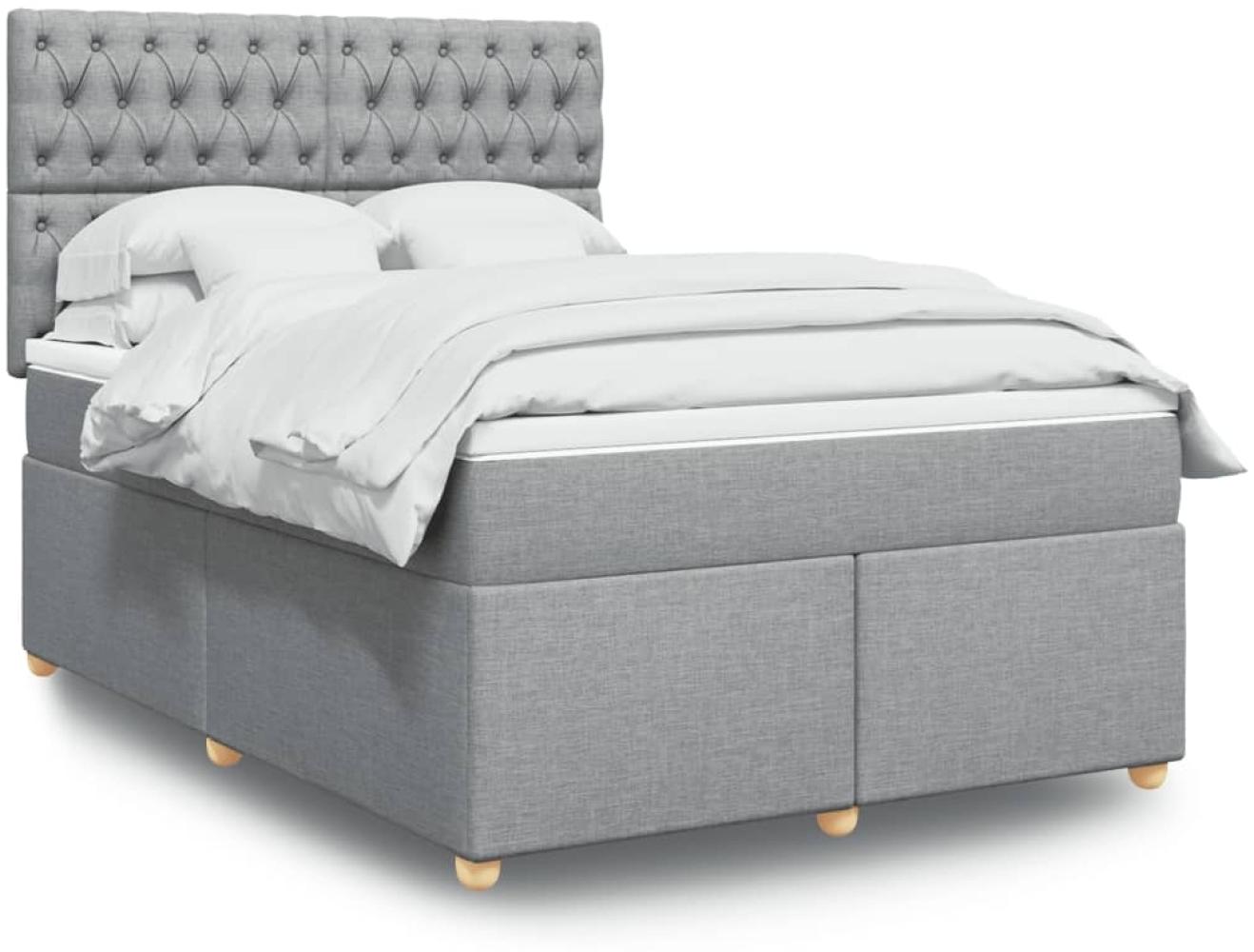 vidaXL Boxspringbett mit Matratze Hellgrau 140x190 cm Stoff 3293582 Bild 1