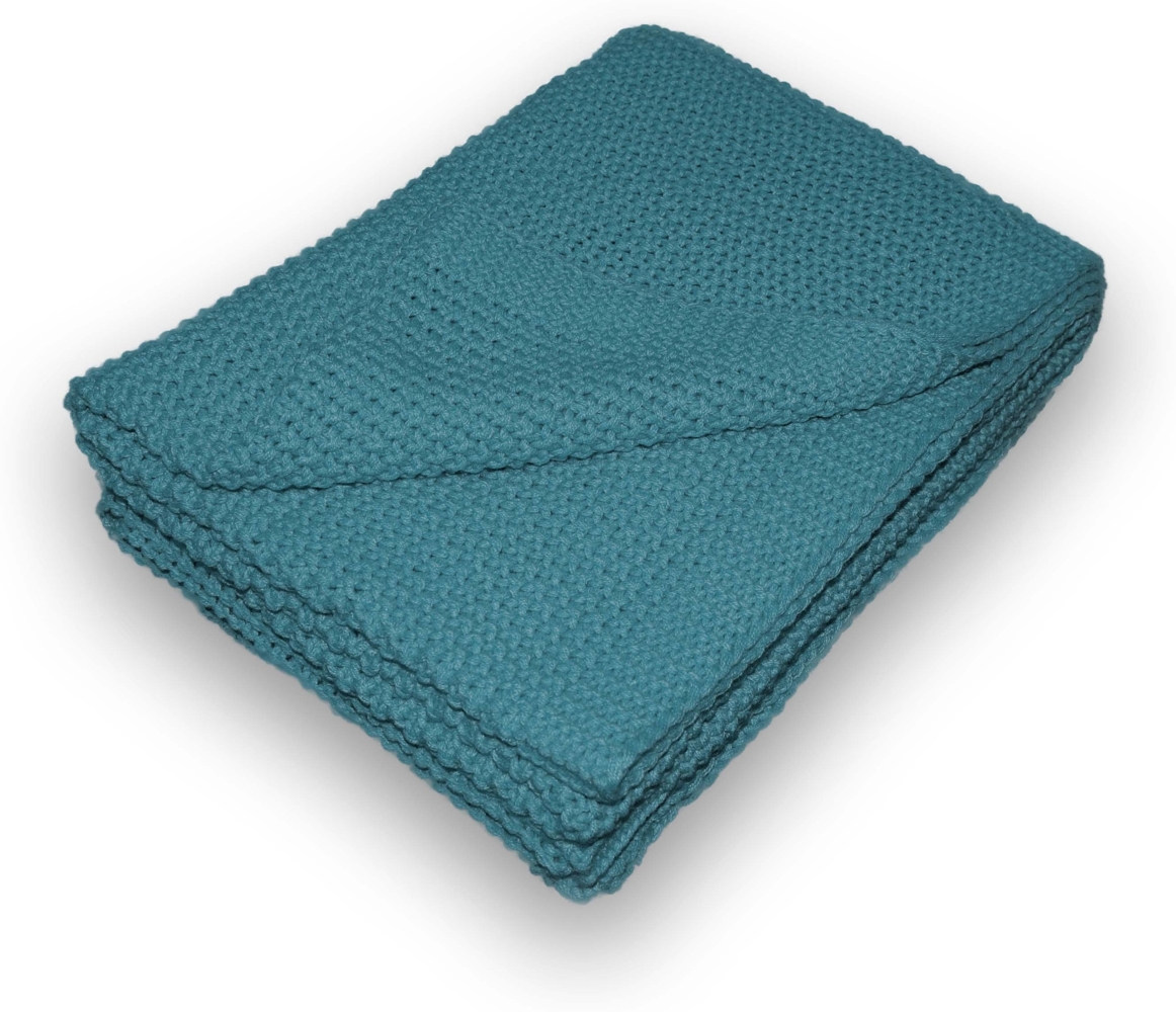 Traumhaft gut schlafen Strickdecke, Kuscheldecke verschiedene Farben, 100% Polyester, Farbe: Petrol Bild 1