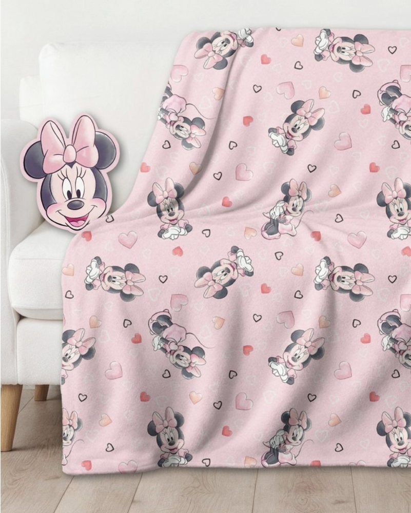 Kinderdecke Minnie Maus Kuschelset, Decke und Kissen, Disney, MTOnlinehandel, Geschenkidee für Mädchen, rosa Bild 1