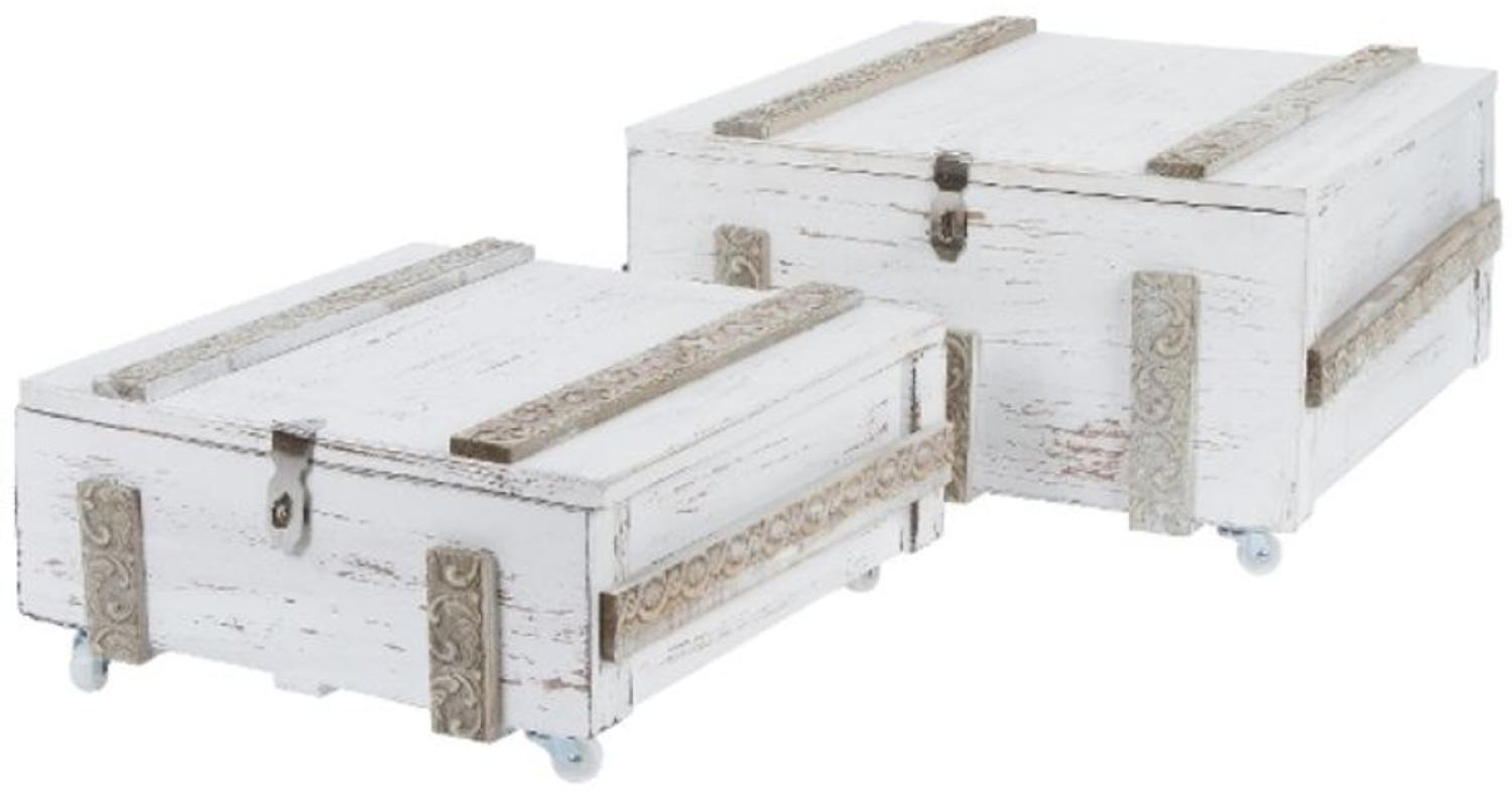 Casa Padrino Landhausstil Shabby Chic Holztruhen 2er Set Antik Weiß - Wohnzimmer Deko Bild 1