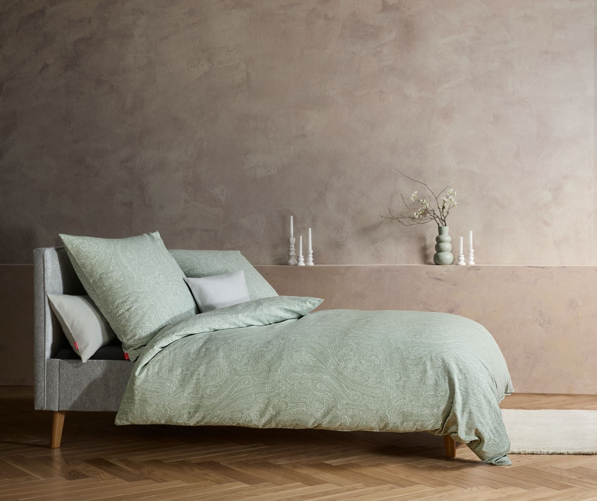 Fleuresse Lech Edelflanell Bettwäsche 200x200 Paisley lind grün 603868-05 Bild 1