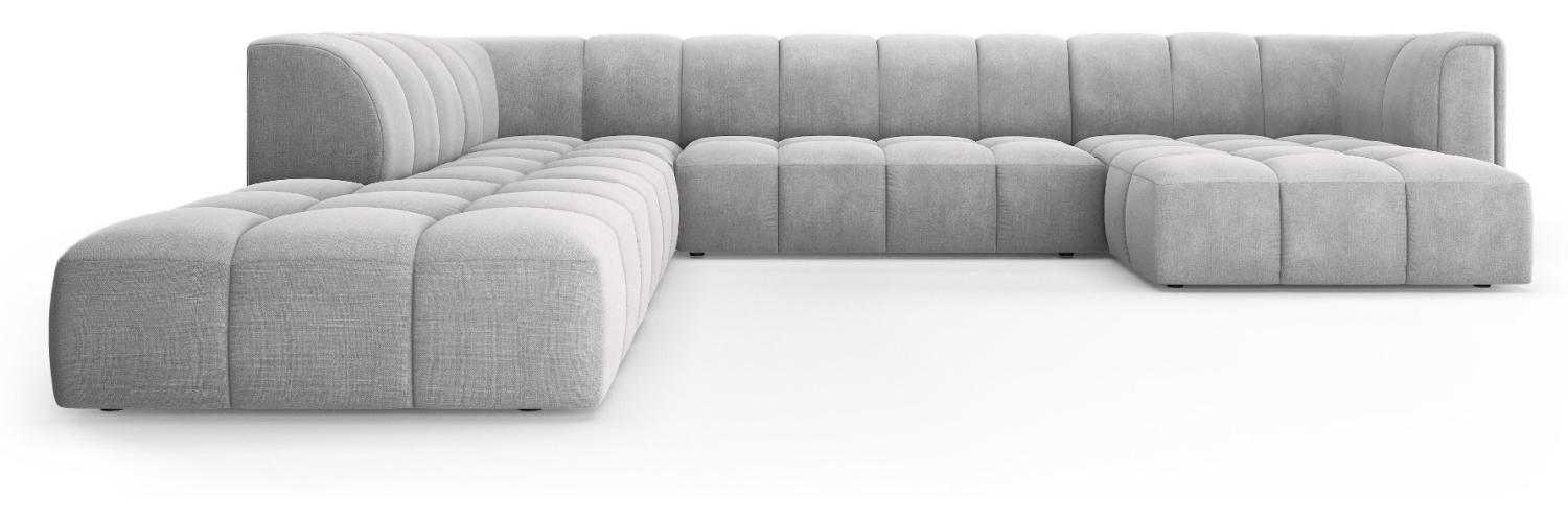 Micadoni Modulares Panorama Ecksofa Serena 7-Sitzer Links Strukturierter Stoff Hellgrau Bild 1