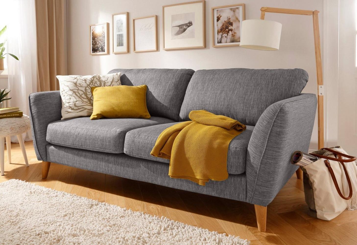 Home affaire 3-Sitzer MARSEILLE Sofa 206 cm, mit Massivholzbeinen aus Eiche, verschiedene Bezüge und Farbvarianten Bild 1