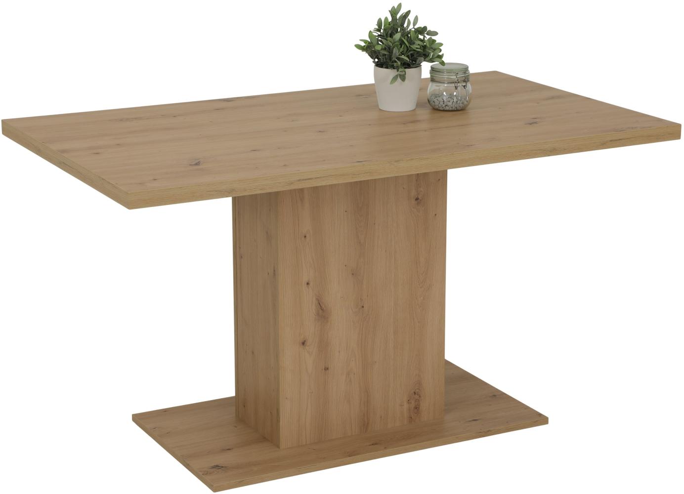 Säulen-Esstisch >Alex< in Artisan Eiche aus Holzwerkstoff - 138x76x80cm (BxHxT) Bild 1