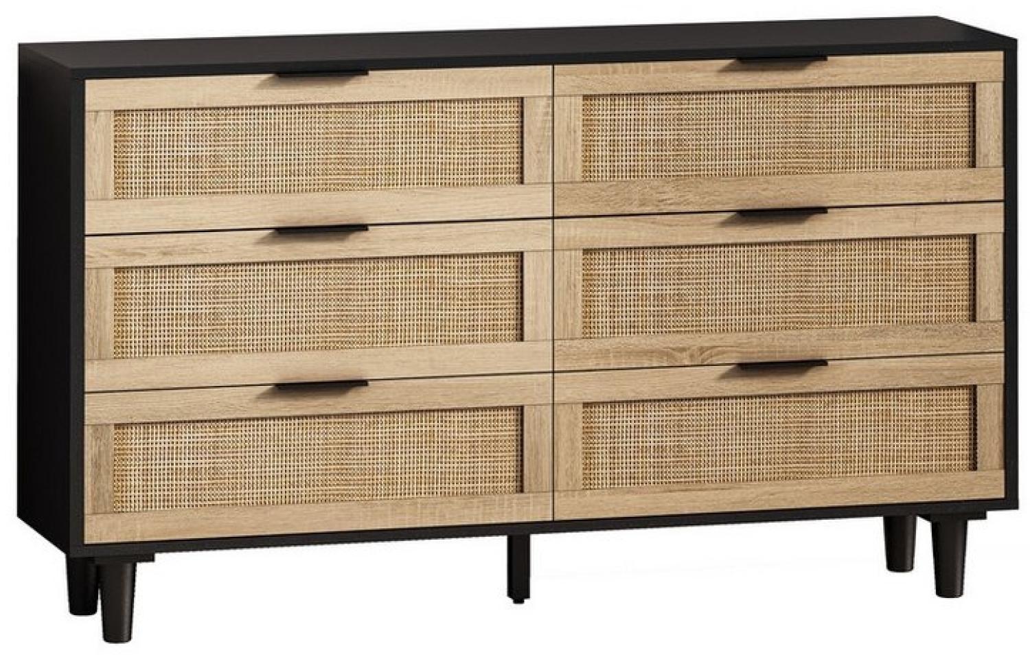 Celya Kommode 130cm Kommode mit 6 Schubladen, Rattanschrank, Aufbewahrungsschrank Bild 1