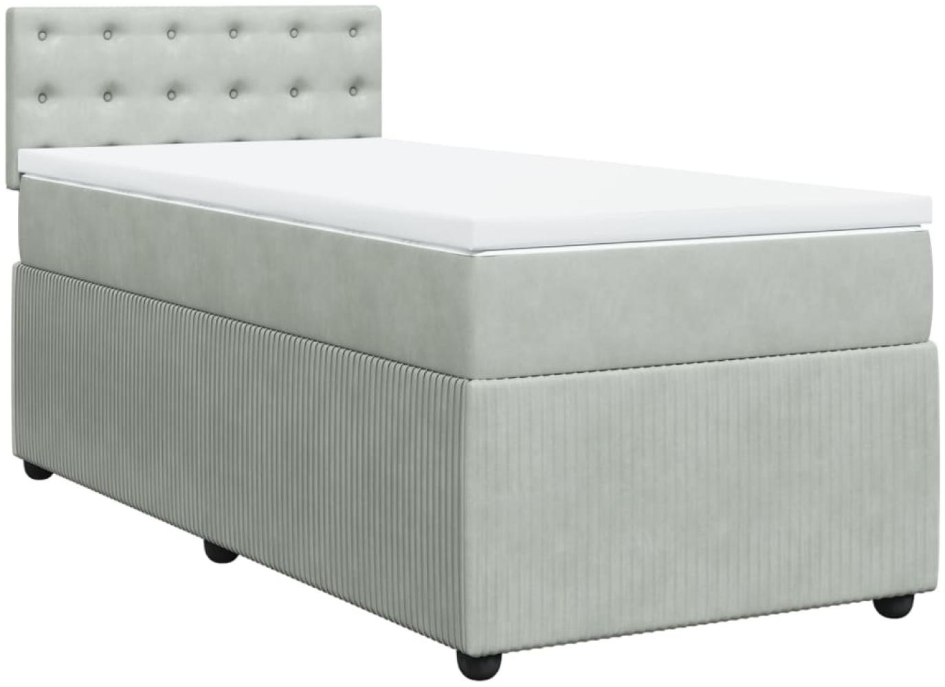 vidaXL Boxspringbett mit Matratze Hellgrau 90x190 cm Samt 3287614 Bild 1