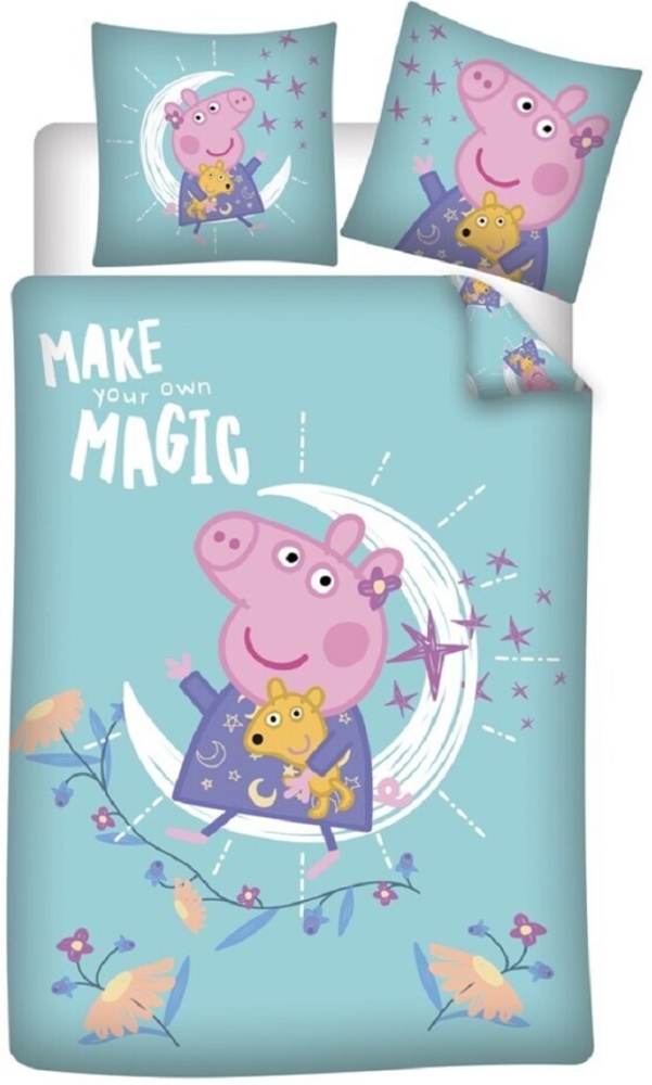 Peppa Pig Bettwäsche-Set Decke & Kissenbezug 140x200 + 63x63 cm aus Polyester Bild 1