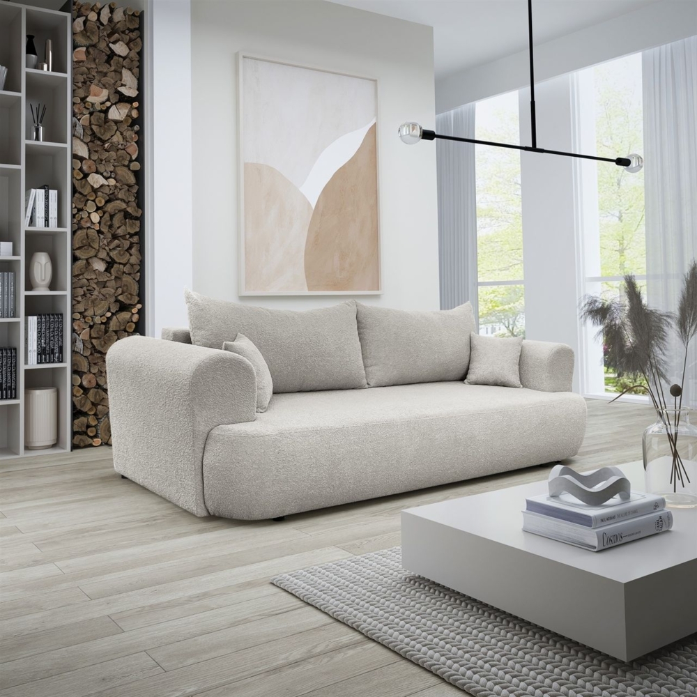 Sofa Schlafsofa 3-Sitzer ANIKE Stoff Now or Never Beige Bild 1