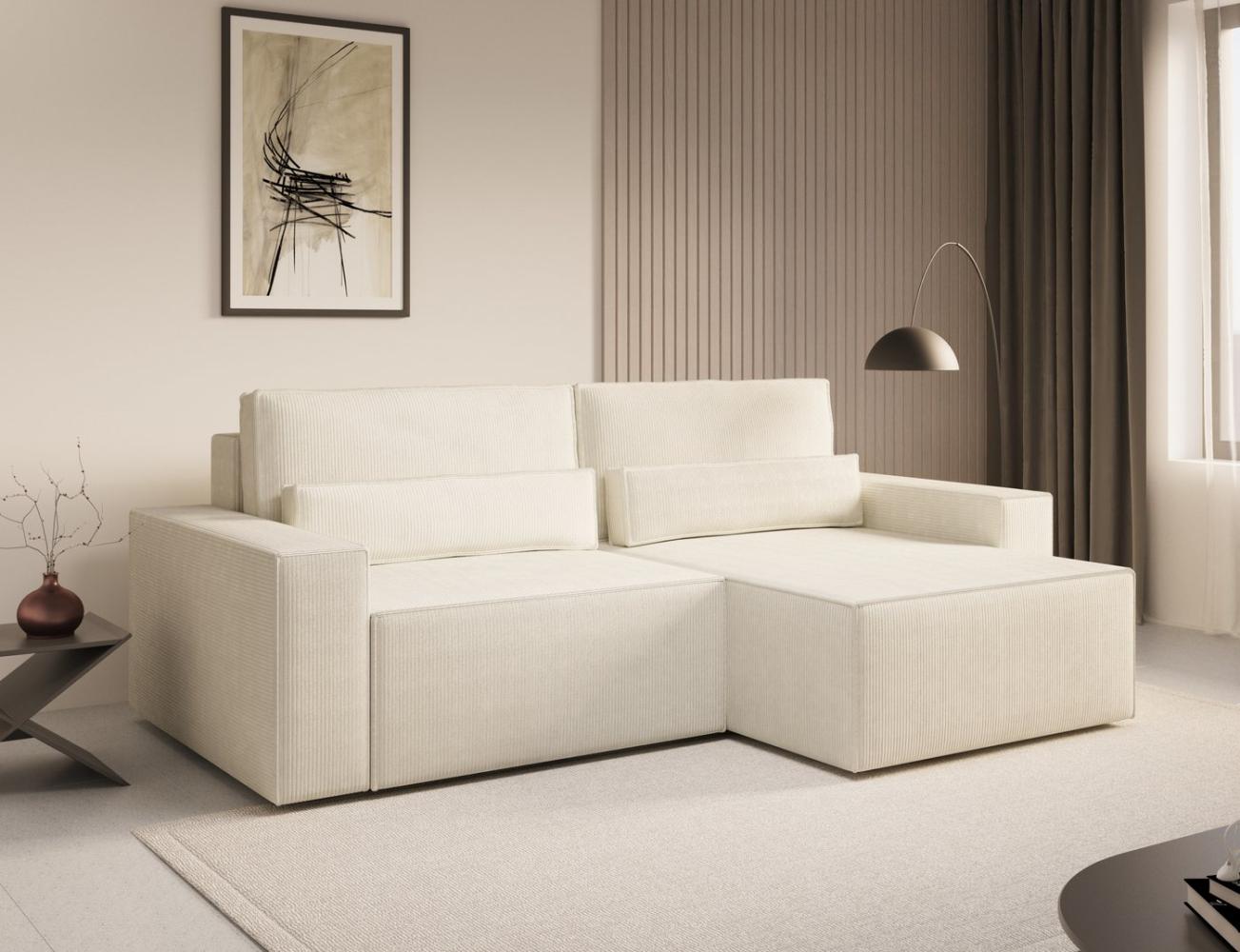 MOEBLO Ecksofa DENVER MINI aus Cord, Ottomane beidseitig montierbar Couch Cord für Wohnzimmer Schlafsofa Sofagarnitur Sofa Eckcouch L-Form Cordstoff, mit Schlaffunktion und Bettkasten Bild 1