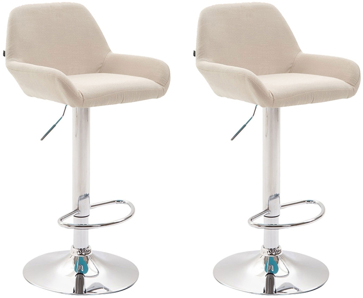DELUKE® Barhocker 2er Set DUBLIN - Creme, Stoff, Chrom Barhocker mit Lehne Barstuhl Tresenhocker Tresenstuhl Kneipenhocker Kneipenstuhl Bild 1
