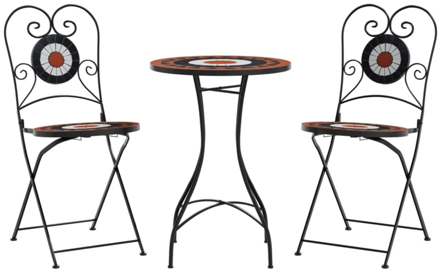 vidaXL Mosaik-Bistro-Set Terrakottarot und Weiß Eisen und Keramik 3216355 Bild 1