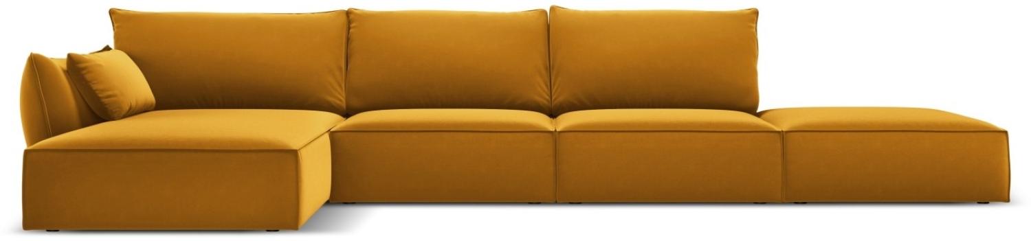 Micadoni 5-Sitzer Samtstoff Ecke links Sofa Kaelle | Bezug Yellow | Beinfarbe Black Plastic Bild 1