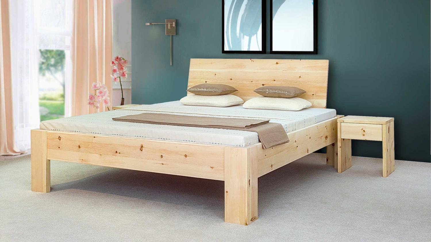 Doppelbett Claudia 180x200 Metallfrei Zirbe mit Kopfteil Bild 1