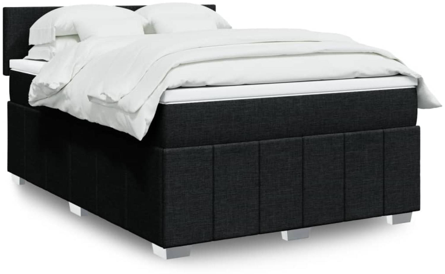 vidaXL Boxspringbett mit Matratze Schwarz 140x190 cm Stoff 3287058 Bild 1