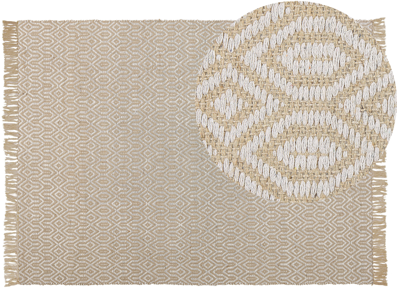 Teppich beige 140 x 200 cm geometrisches Muster Kurzflor zweiseitig POZANTI Bild 1