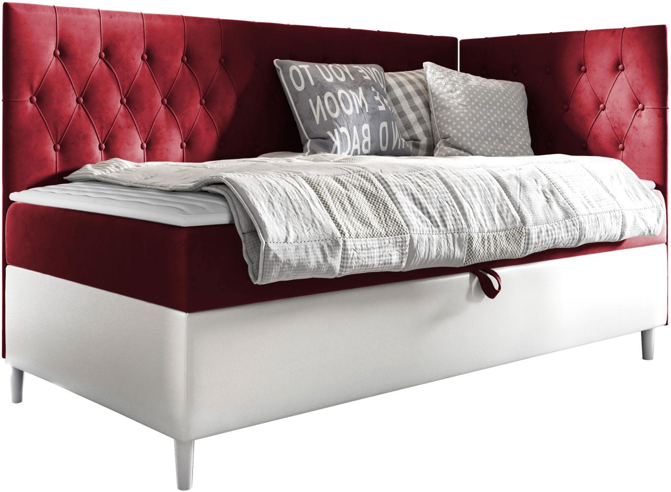 Boxspringbett 'Lenda Junior 3' rot 80 x 200 cm Rechts Bild 1