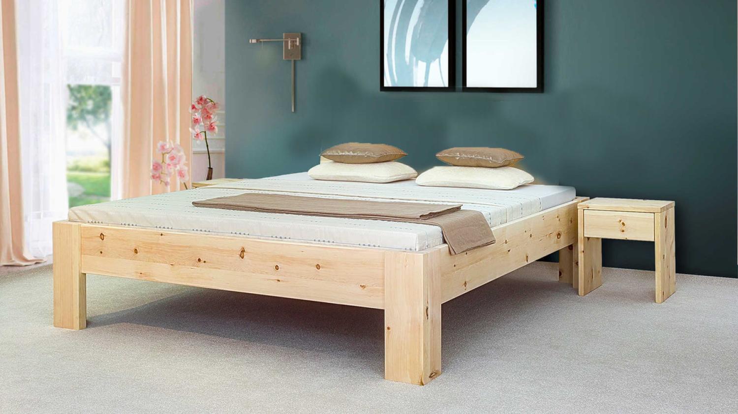 Doppelbett Claudia 180x200 Metallfrei Zirbe ohne Kopfteil Bild 1