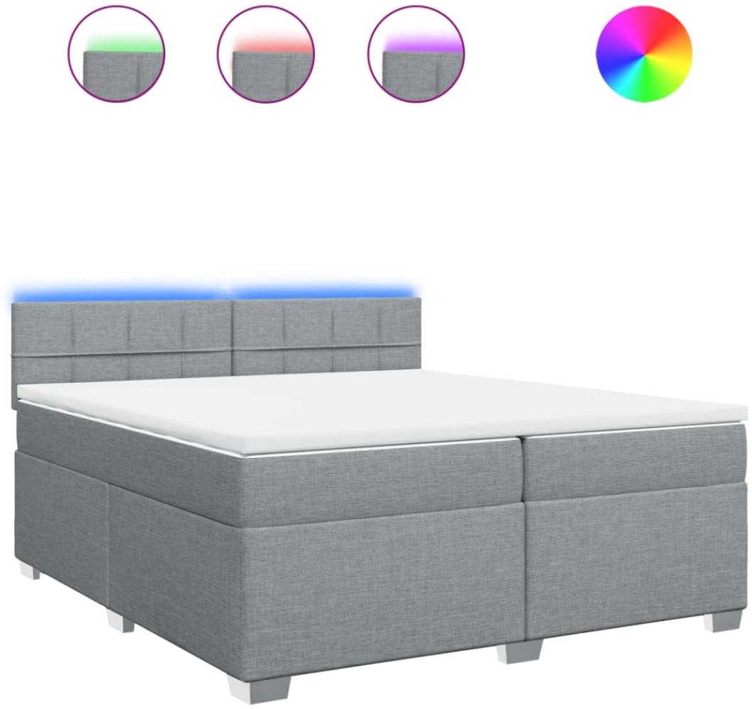 Boxspringbett mit Matratze, Stoff, Viereckige, grauer Fuß, Hellgrau, 200x200 cm, true Bild 1