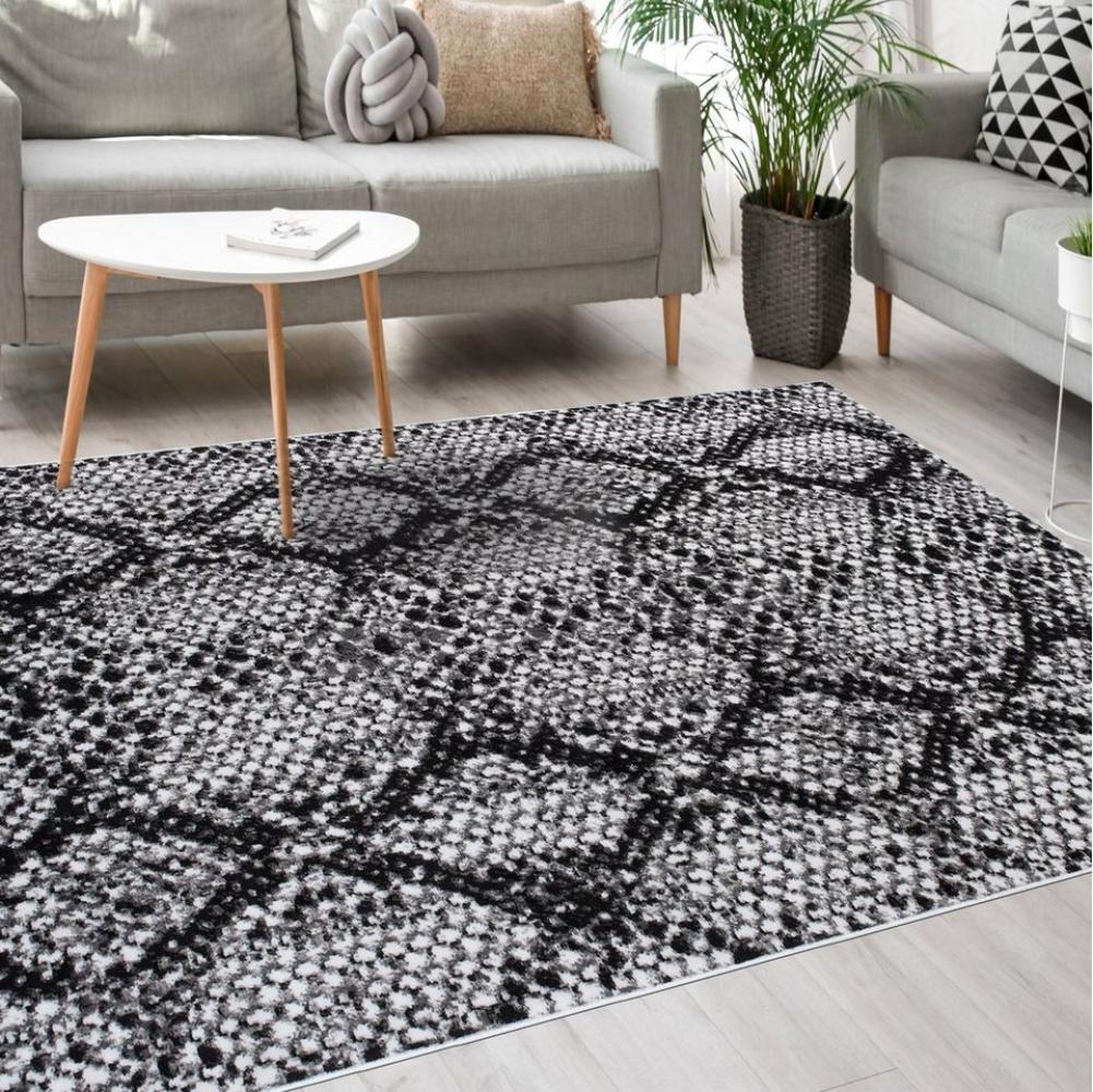 Mazovia Designteppich Modern Teppich Kurzflor Wohnzimmerteppich Robust und pflegeleicht GRAU, 120 x 170 cm, Fußbodenheizung, Allergiker geeignet, Farbecht, Pflegeleicht, Geometrisch Bild 1