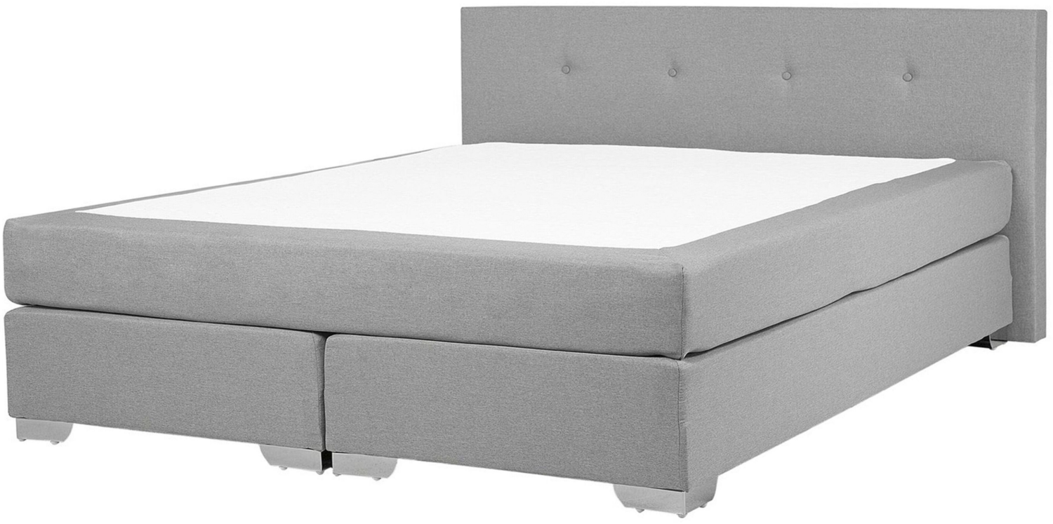 Boxspringbett Polsterbezug CONSUL Hellgrau 160x200 cm Bild 1