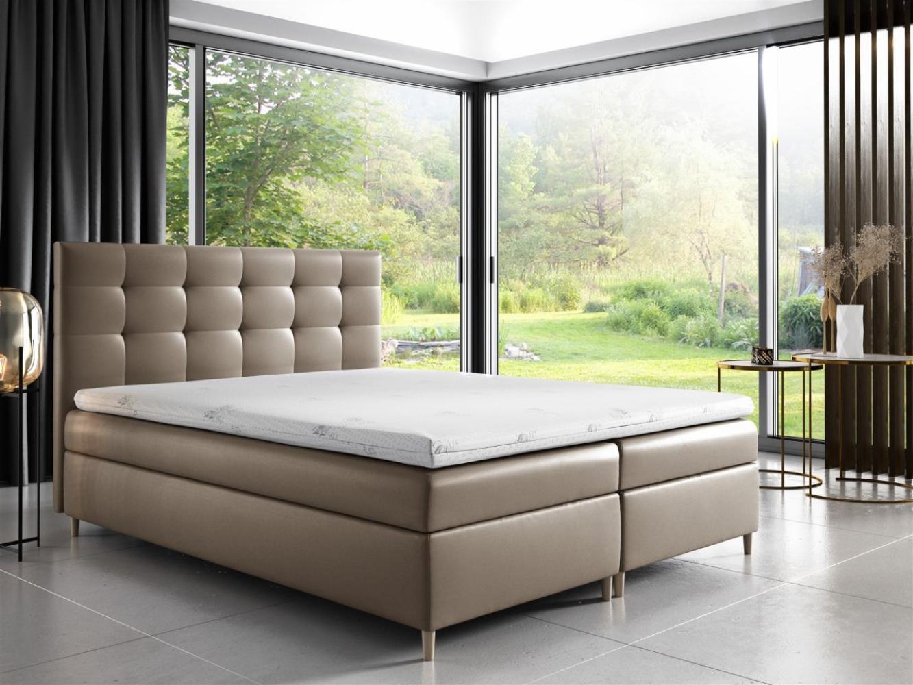 Boxspringbett ARVID 180x200 cm Kunstleder Cappuccino Bild 1