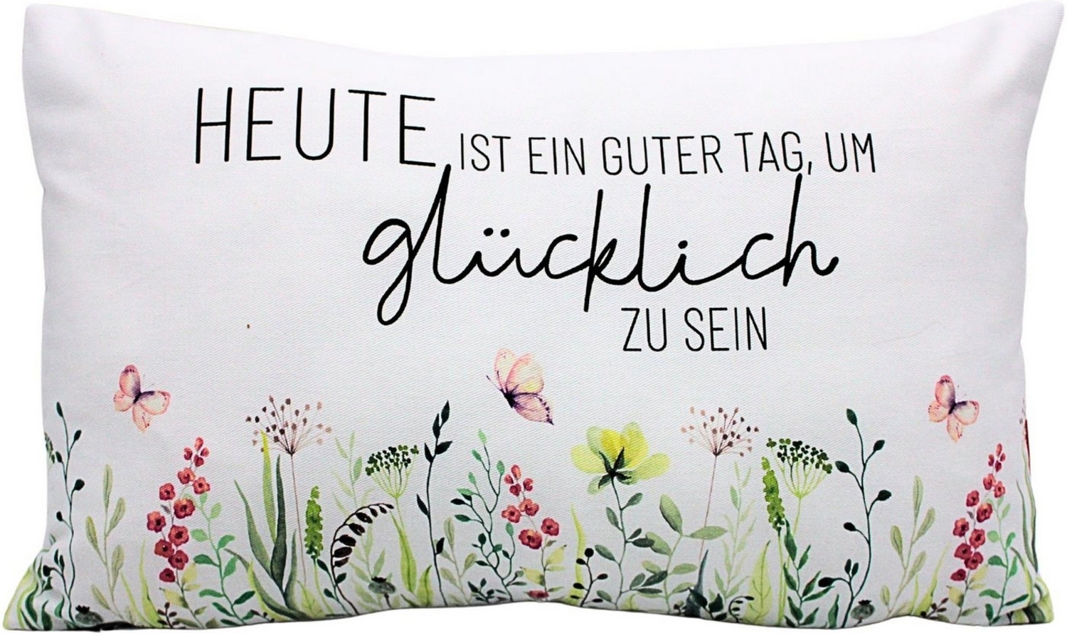 Dekohelden24 Dekokissen Zierkissen - Kuschel Kissen mit Wiese/Dekokissen, Baumwolle Bild 1