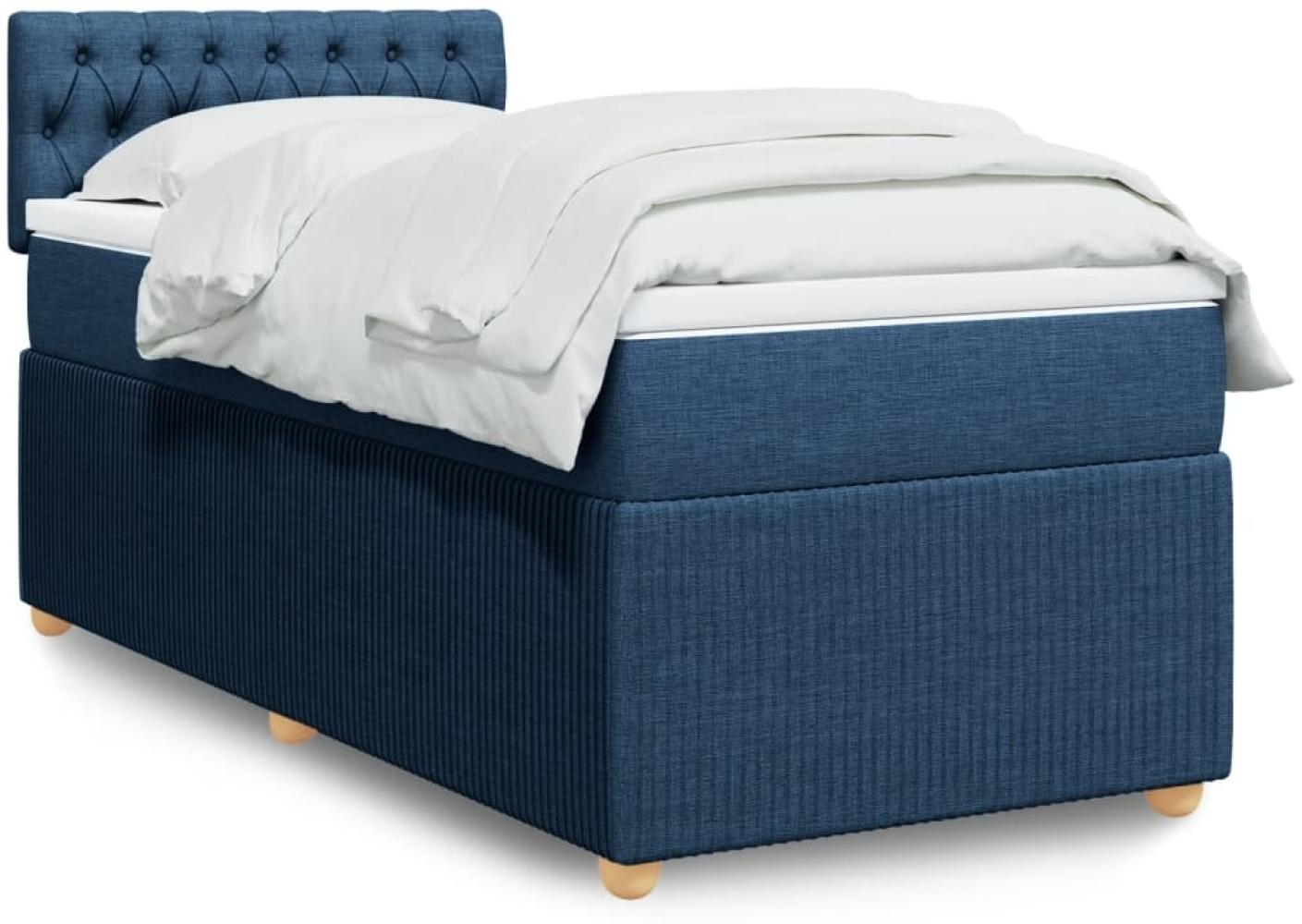 vidaXL Boxspringbett mit Matratze Blau 90x190 cm Stoff 3289624 Bild 1