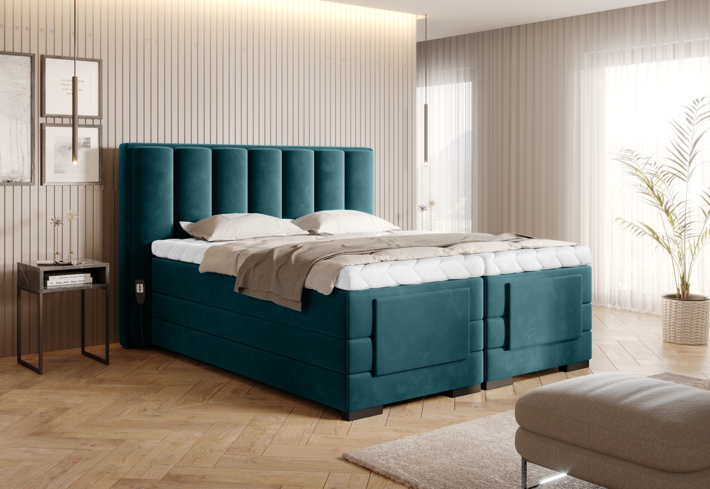 Veros 160x200, Boxspring Bett, Dunkelgrün Bild 1