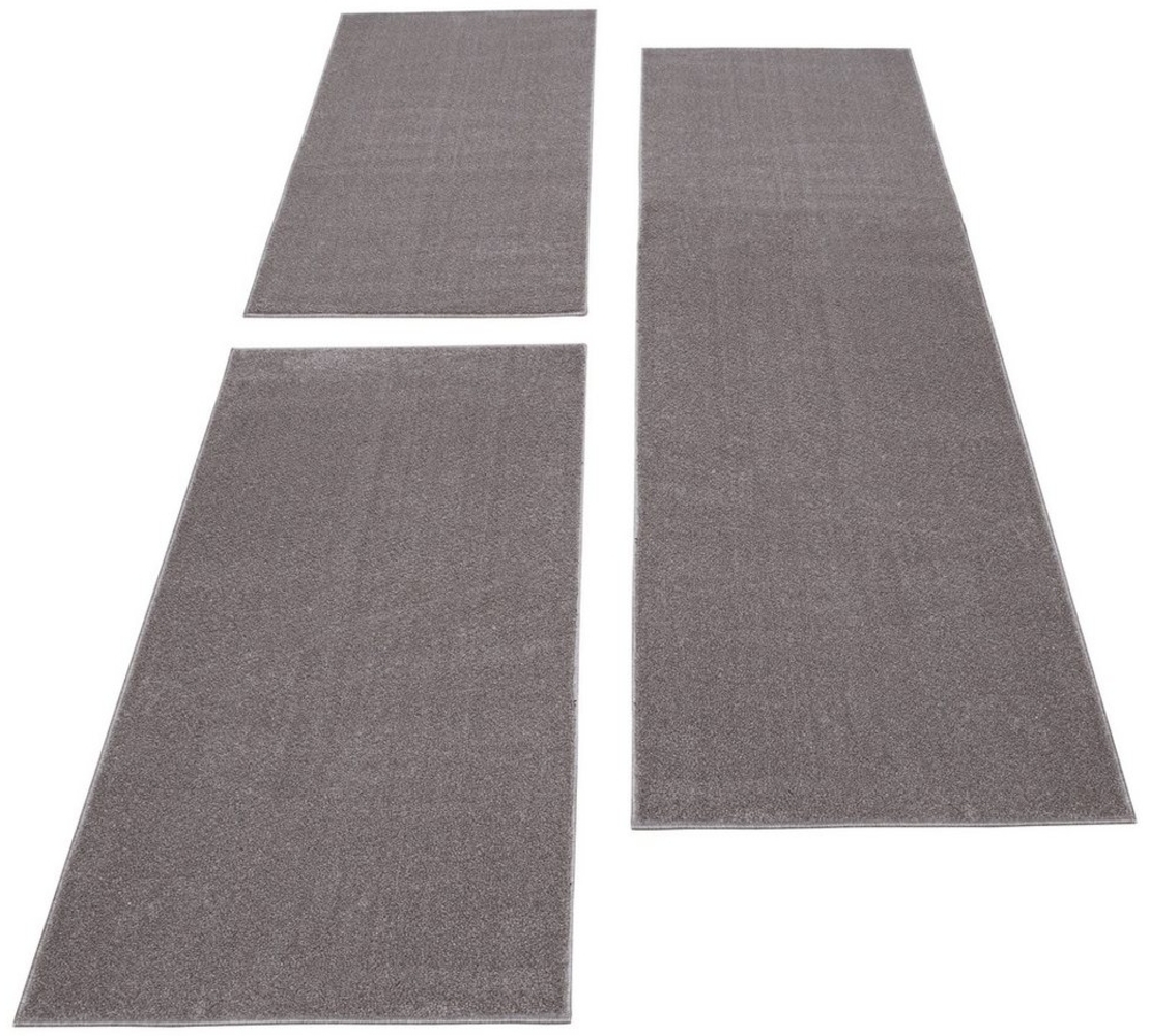 Carpettex Kurzflor-Bettumrandung Unicolor - Einfarbig, Höhe 11 mm, (Bett-Set, 3-tlg, Bettvorlage), Schlafzimmer Teppich Bettumrandung Läufer Set 3 teilig Bild 1