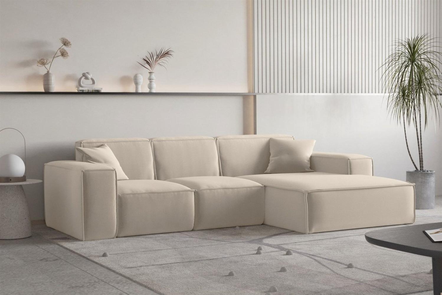 Ecksofa Designersofa CELES PREMIUM Stoff Opera Velvet Beige Ottomane Rechts Bild 1