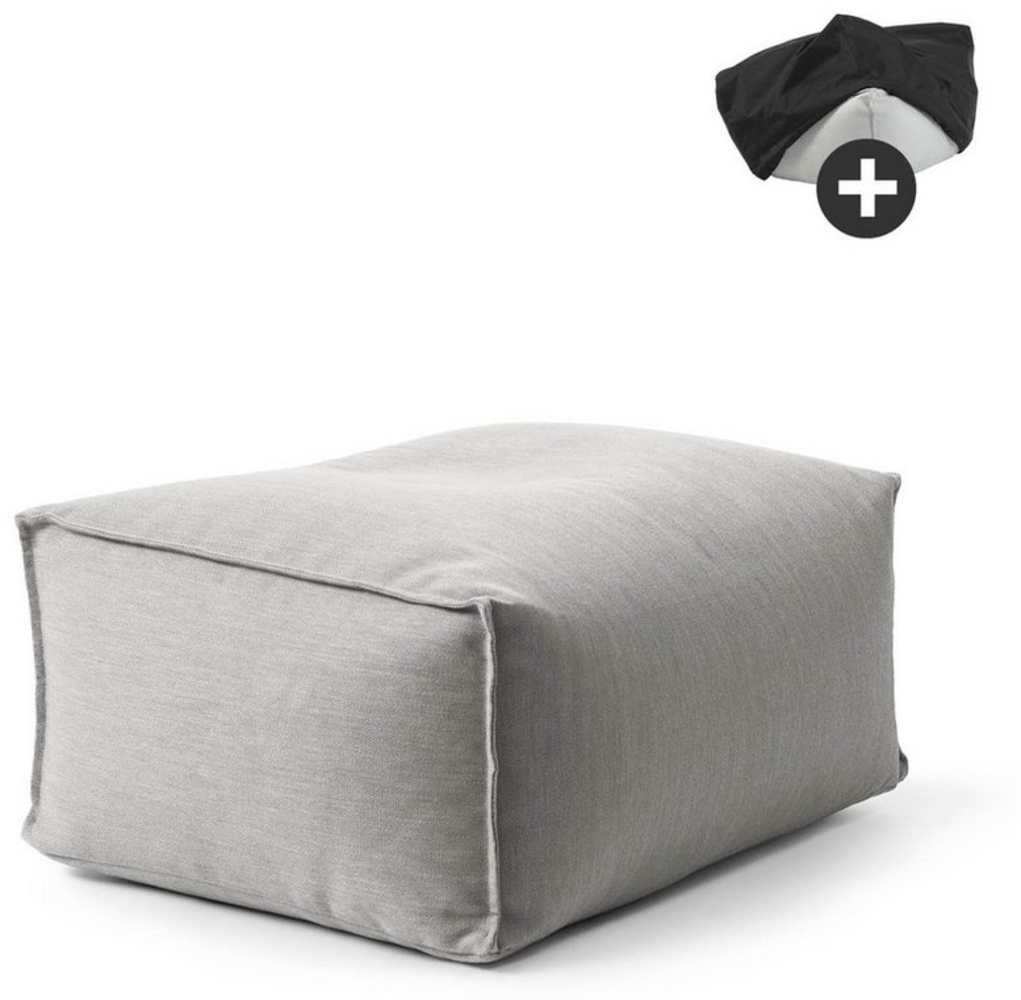 mokebo Pouf Der Ruhepouf (mit Schutzhülle), Sitzhocker Outdoor, Fußhocker, Hocker & Sitzkissen eckig Lichtgrau Bild 1