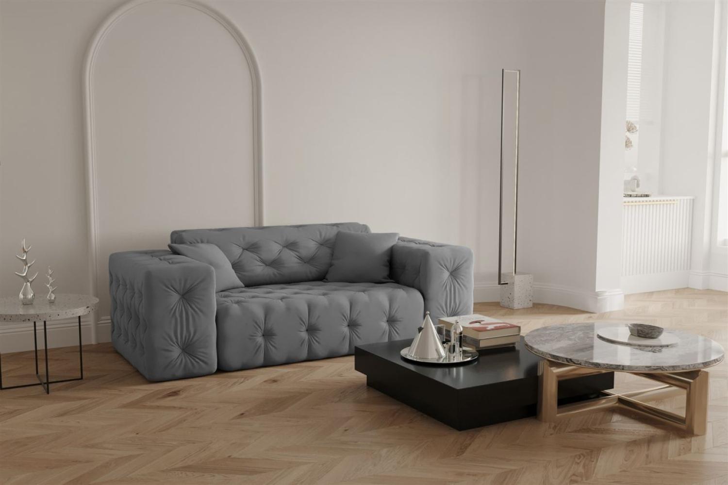 Sofa Designersofa CHANTAL 2-Sitzer in Stoff Opera Velvet Grau Bild 1