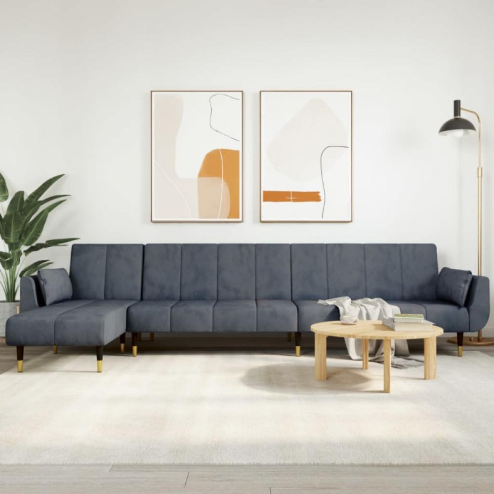 Schlafsofa in L-Form Dunkelgrau 275x140x70 cm Samt Bild 1