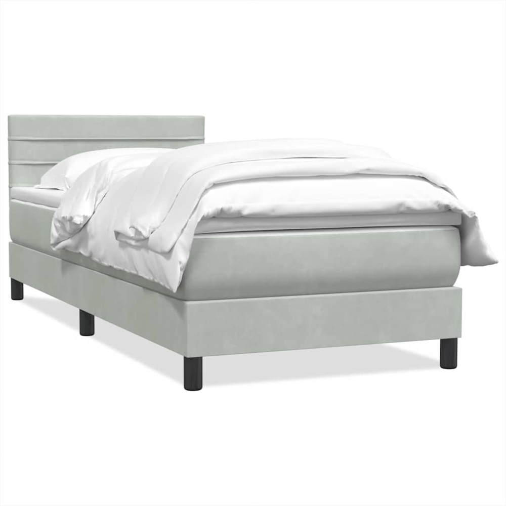 vidaXL Boxspringbett mit Matratze Hellgrau 90x210 cm Samt 3316287 Bild 1