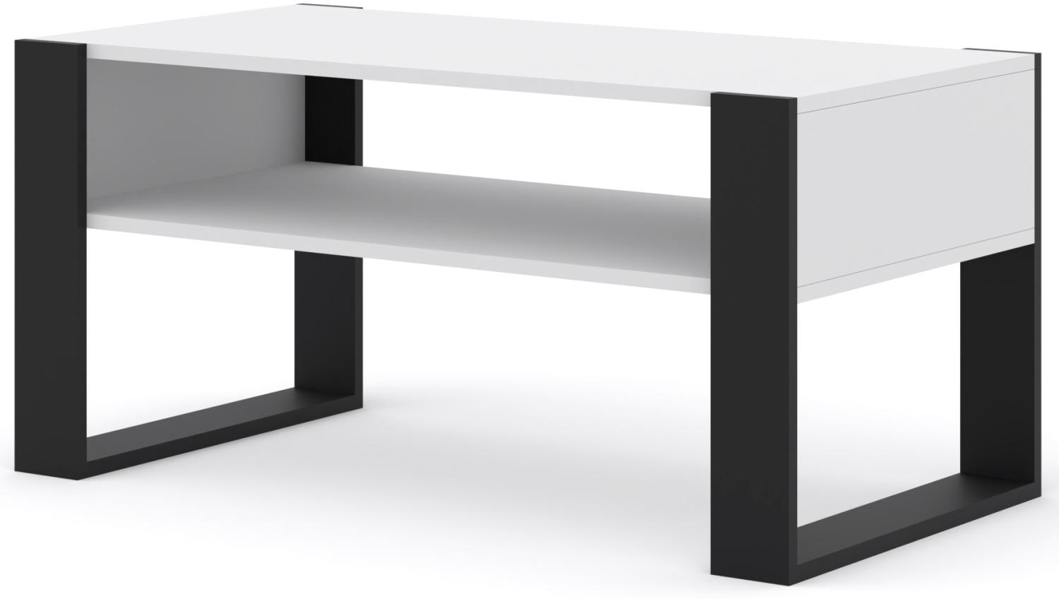 Domando Couchtisch Fasano M2 Modern Breite 100cm, schicke Kufenoptik in Weiß Matt und Schwarz Matt Bild 1