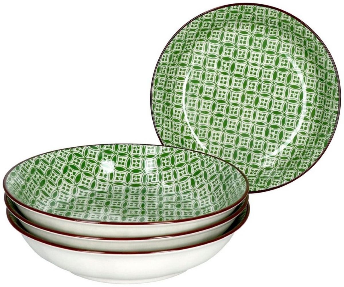 Lime Sao 4-tlg. Suppenteller Set Ø 20 cm Grünes Dekor Soup Porzellan Ritzenhoff Bild 1