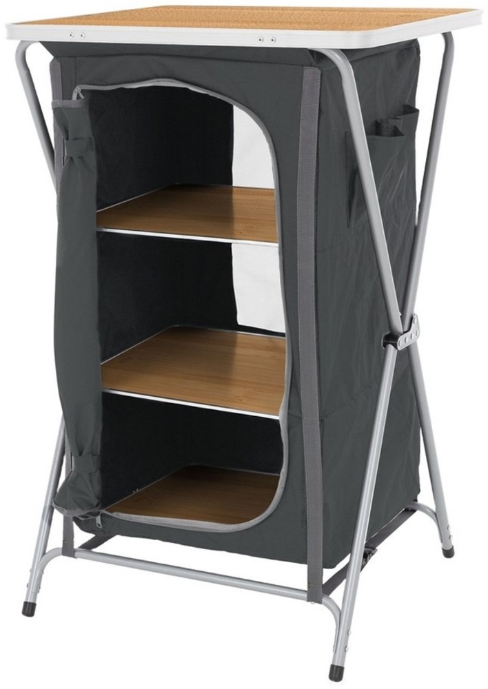 ECD Germany Campingschrank Campingküche mit Aluminiumgestell und Arbeitsplatte Faltschrank Outdoorschrank faltbar Holzoptik mit 2 Ablagen und Tragetasche Bild 1