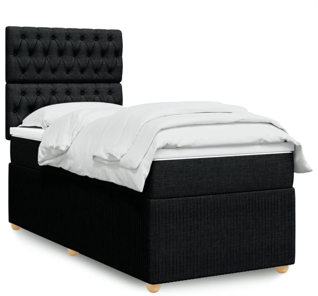 vidaXL Boxspringbett mit Matratze Schwarz 100x200 cm Stoff 3294276 Bild 1