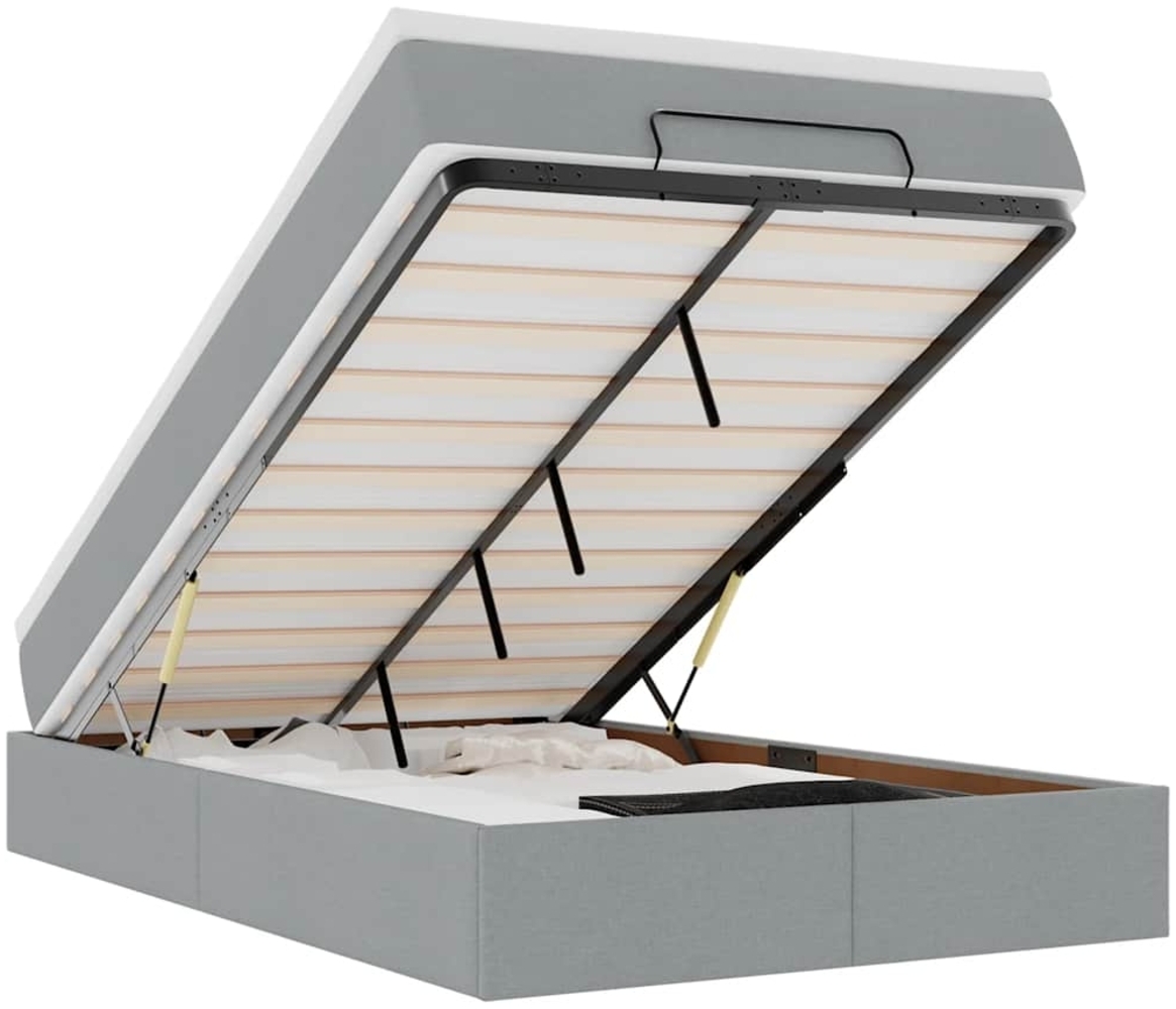 vidaXL Ottoman-Bett mit Matratze Hellgrau 120x200 cm Stoff 3311099 Bild 1