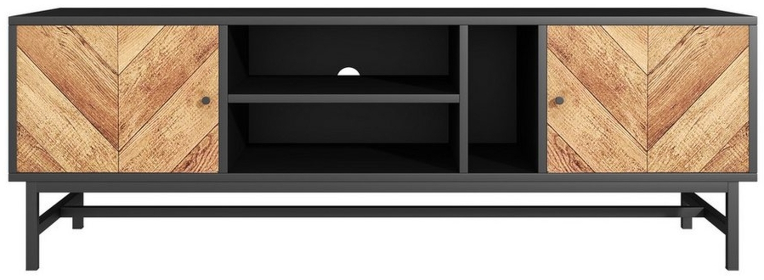 Refined Living TV-Schrank 150 cm TV-Schrank, Fernsehtisch, TV-Möbel, Lowboard, Sideboard TV (150*38*55cm, Schwarz-Holz-Kontrastdesign mit vielseitigem Stauraum, inkl. Schränken, horizontalen und vertikalen Fächern, Kompakter TV-Schrank, 1-St, modernes ... Bild 1