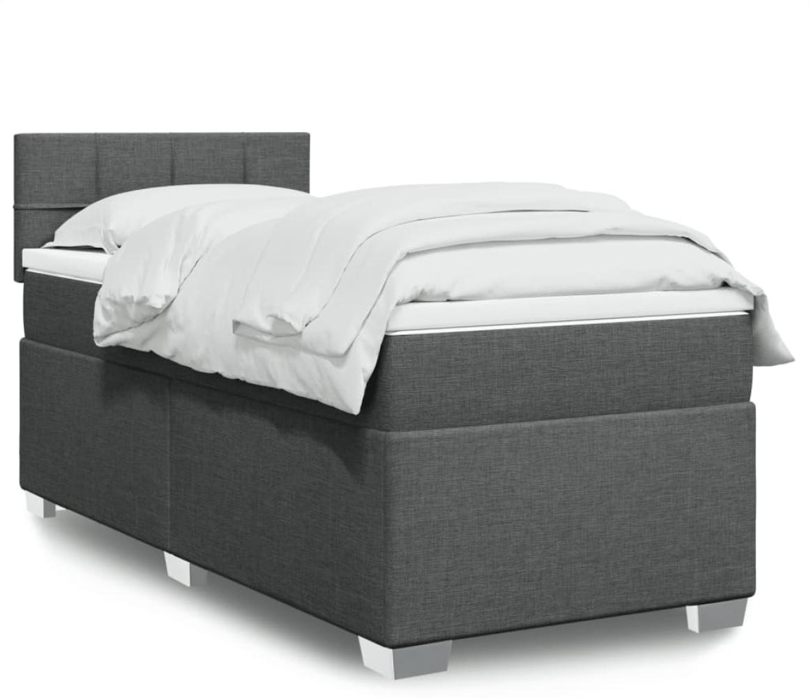 Boxspringbett mit Matratze, Stoff, Viereckige, grauer Fuß, Dunkelgrau, 80 x 200 cm, true Bild 1