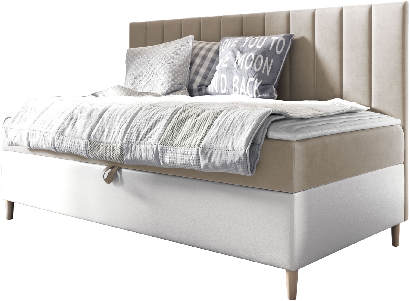 Boxspringbett Chapeni 'Junior 2' , beige, 80 x 200 cm Bild 1