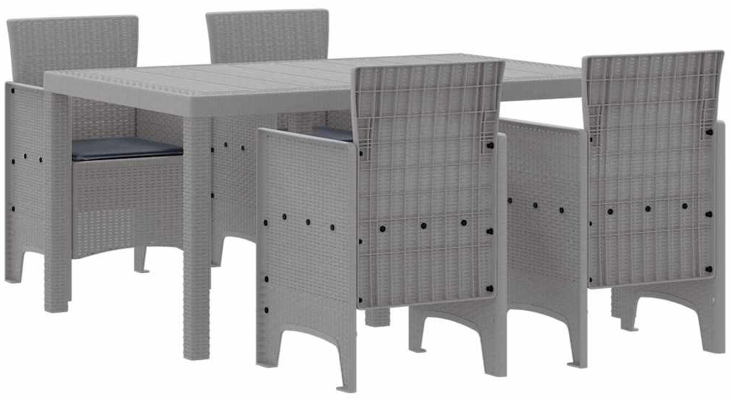 vidaXL Garten Essgruppe 5 pcs Hellgrau Polt Rattan 3378710 Bild 1