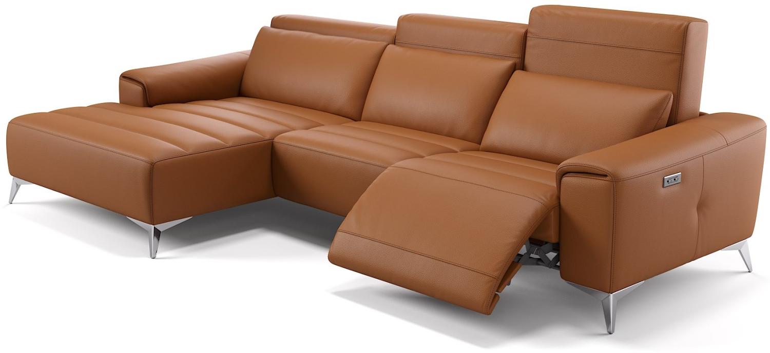 Sofanella Eckcouch BELLA Leder Wohnlandschaft Sofa in Cognac M: 284 x 163 Breite x 100 Tiefe Bild 1