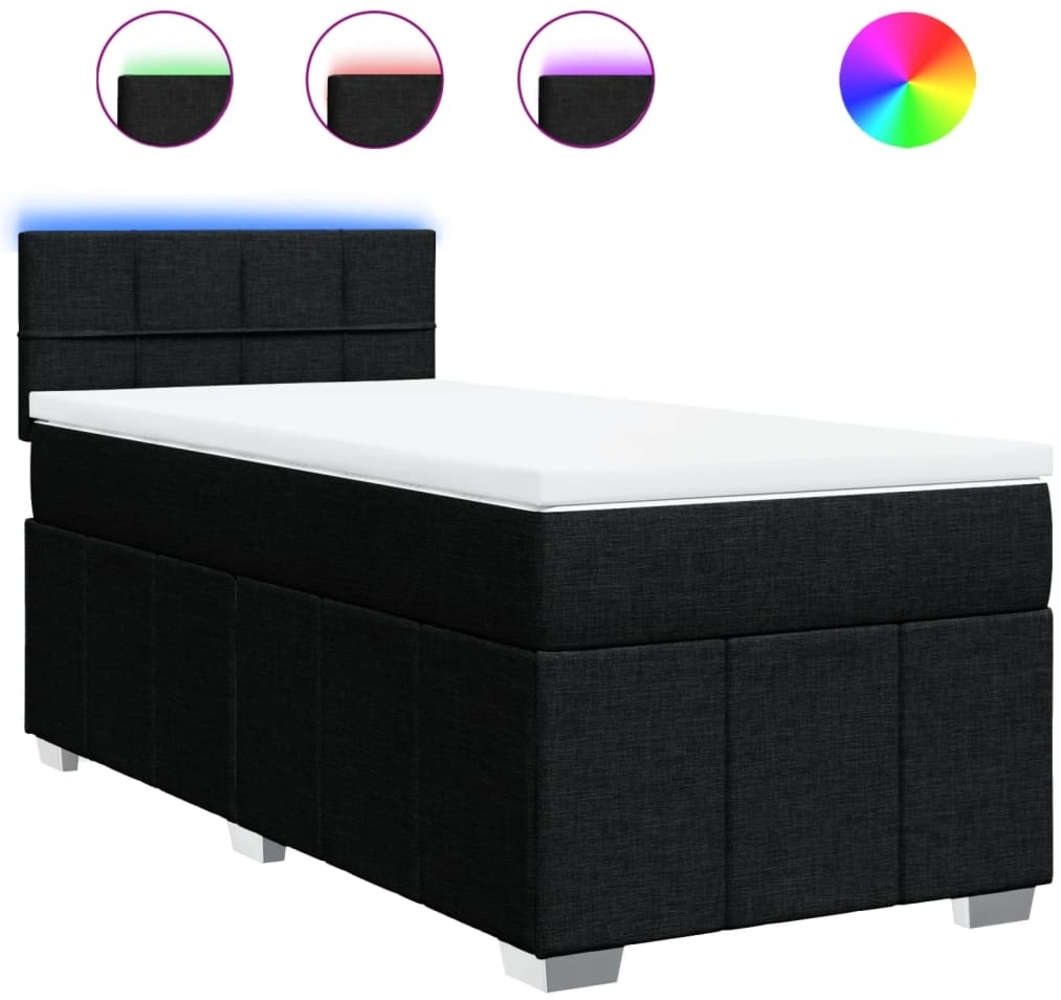 vidaXL Boxspringbett mit Matratze Schwarz 90x190 cm Stoff 3289225 Bild 1