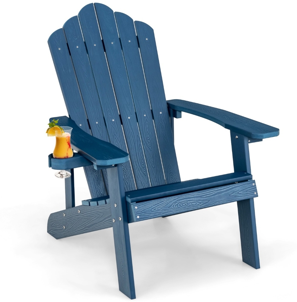 Adirondack-Stuhl Gartenstuhl mit Getränkehalter Blau Bild 1