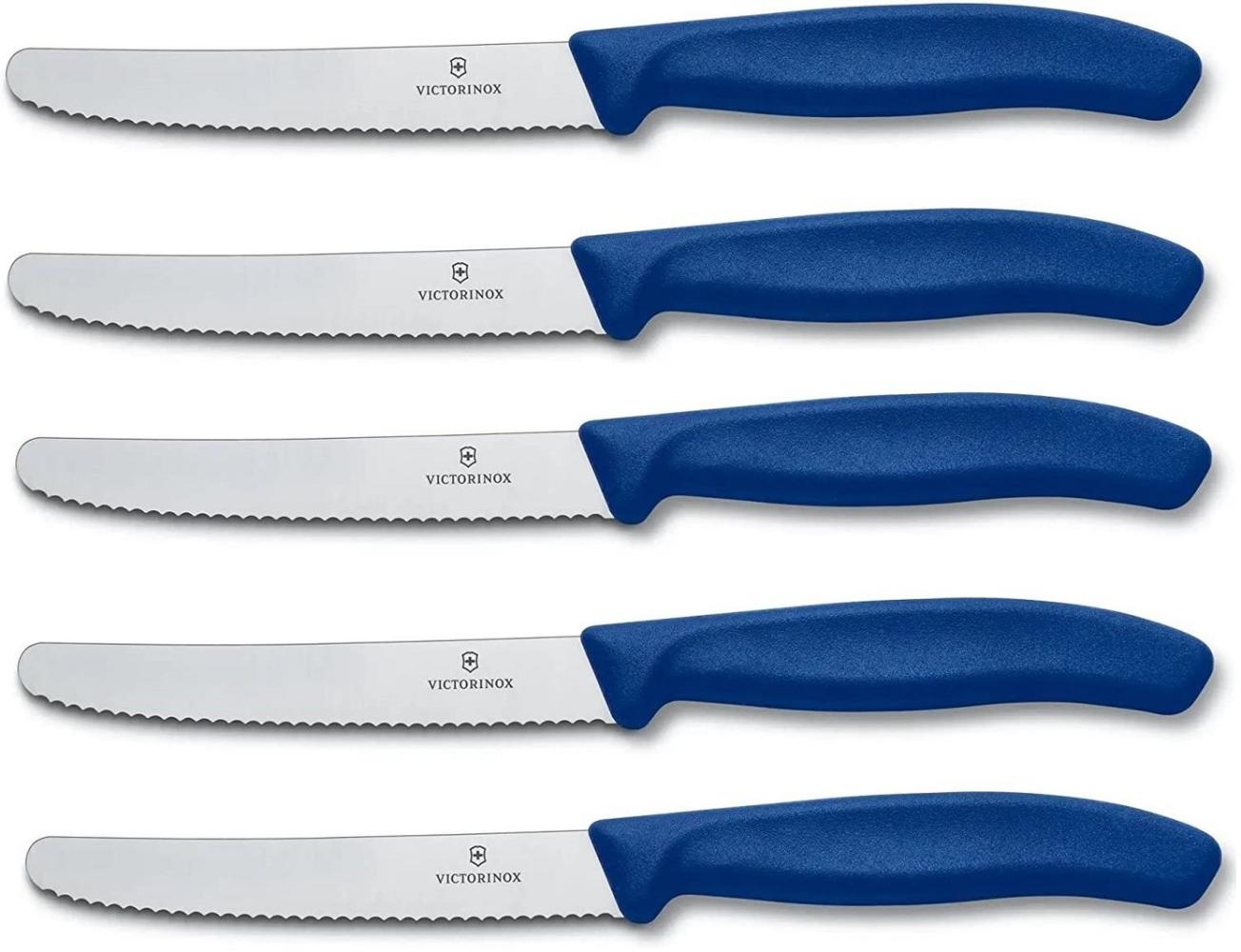 Victorinox Tomatenmesser Brötchenmesser Tafelmesser Set 5-teilig Swiss Classic (Blau) Bild 1