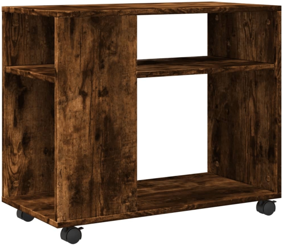 vidaXL Beistelltisch mit Rollen Räuchereiche 70x35x60 cm Holzwerkstoff 853150 Bild 1